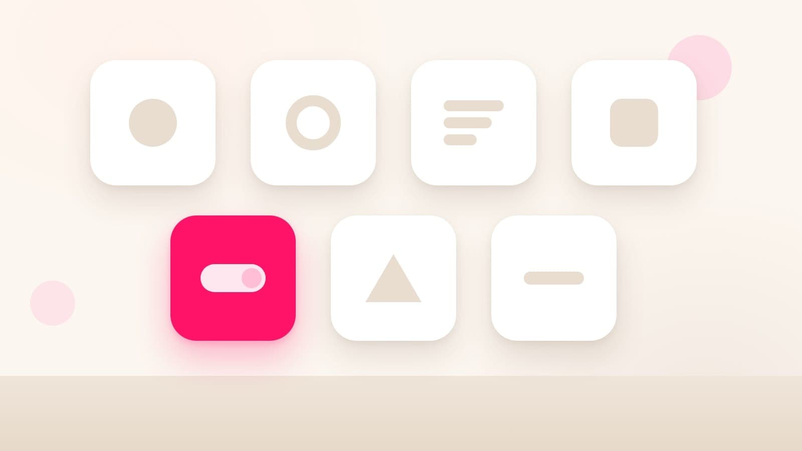 Seven pale app-tile shapes arranged in a grid on a soft cream desk, one with a pink accent, standing in for the platforms Indian creators use to find brand collaborations