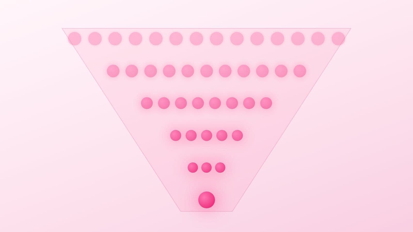 A wide funnel of small glowing circles narrowing towards a few bright ones, for a post on how many Indian creators actually earn