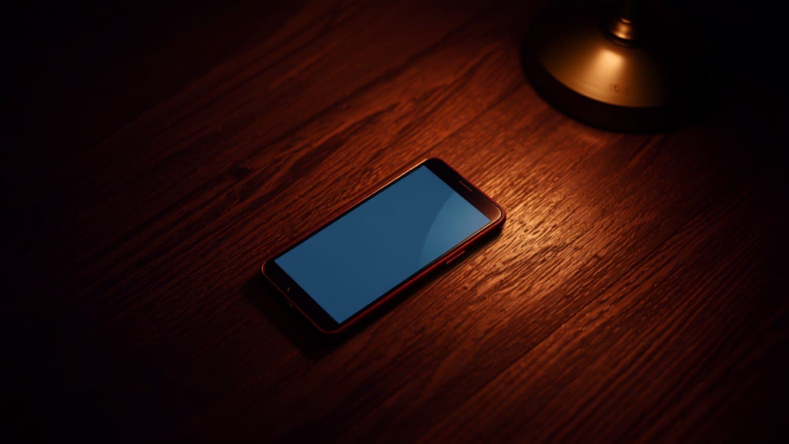 A smartphone face up on a dark desk showing an unread message notification, lit by a single warm lamp, illustrating a suspicious brand collaboration DM arriving in an Indian creator's inbox