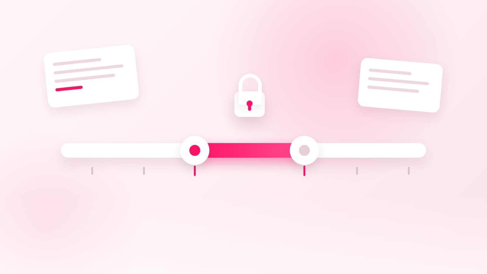 A pale timeline with one segment marked in pink and a small padlock resting on it, representing the period an influencer exclusivity clause locks a creator out of competing brands