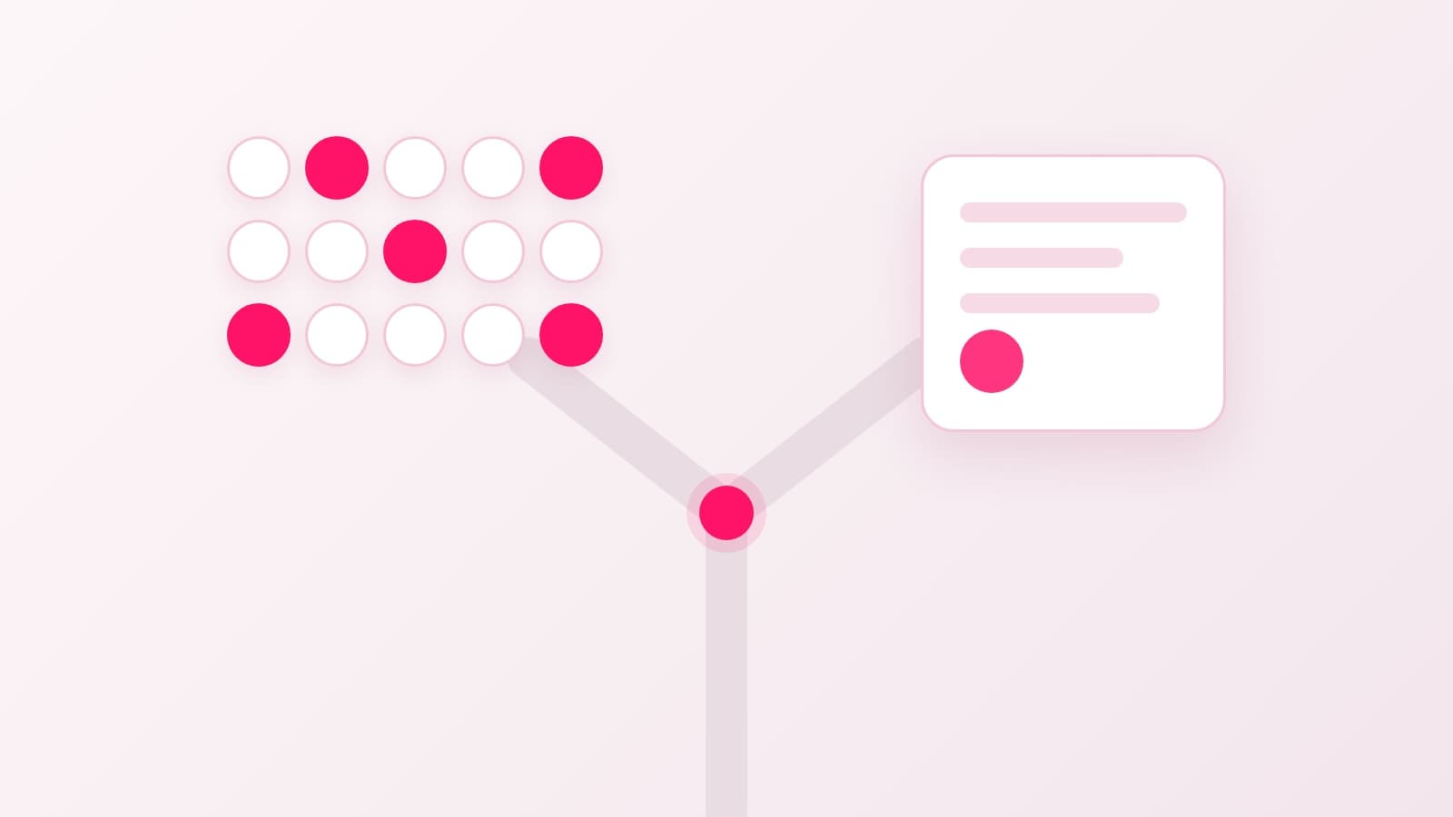 A path forking in two, one branch leading to a grid of many small creator dots and the other to a single large card, showing the choice between a platform and an agency