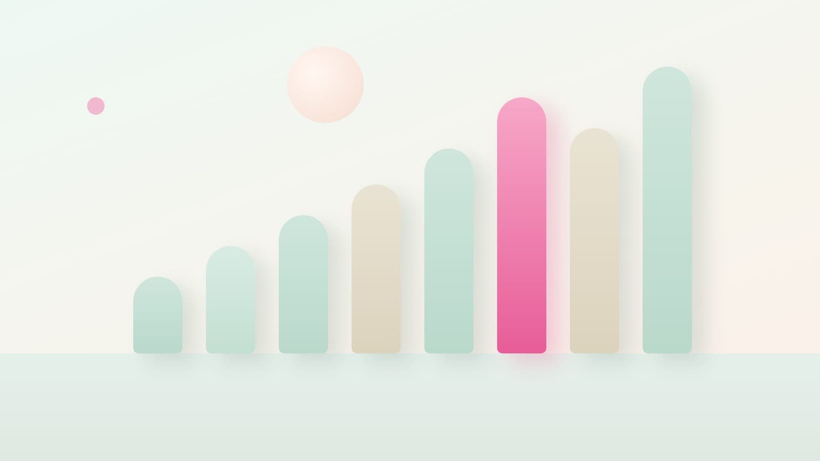 A pale mint surface with rising bars of different heights and a single pink bar, standing in for the growth figures of influencer marketing in India