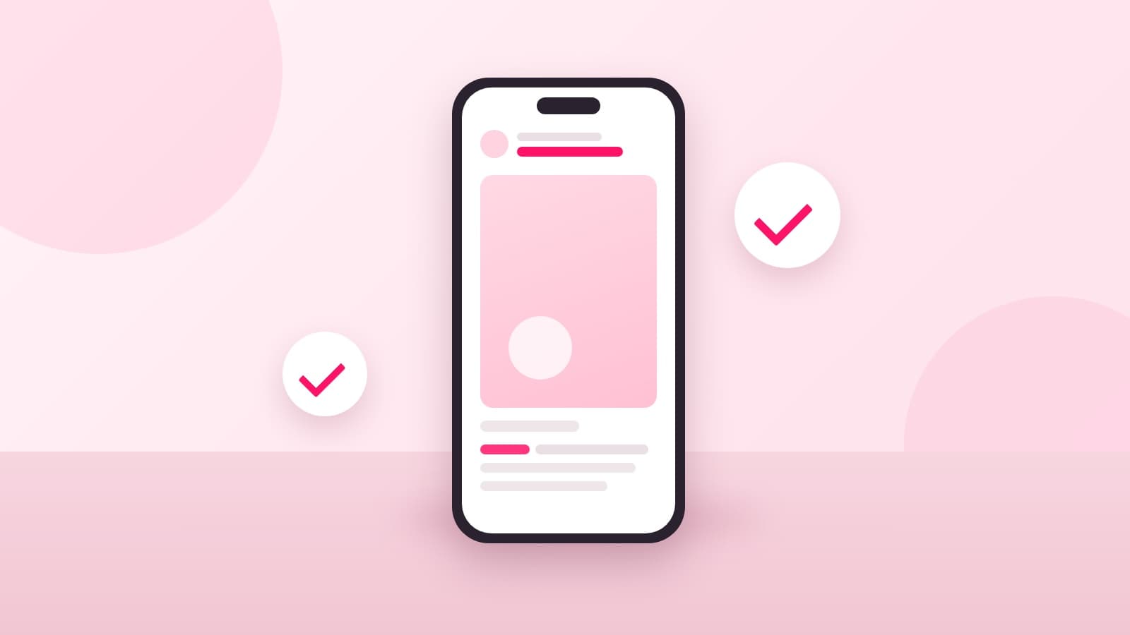 A phone showing a vertical post with a small rounded tag at the top and a second label line beneath it, on a pale pink desk, for a guide to the paid partnership label on Instagram in India