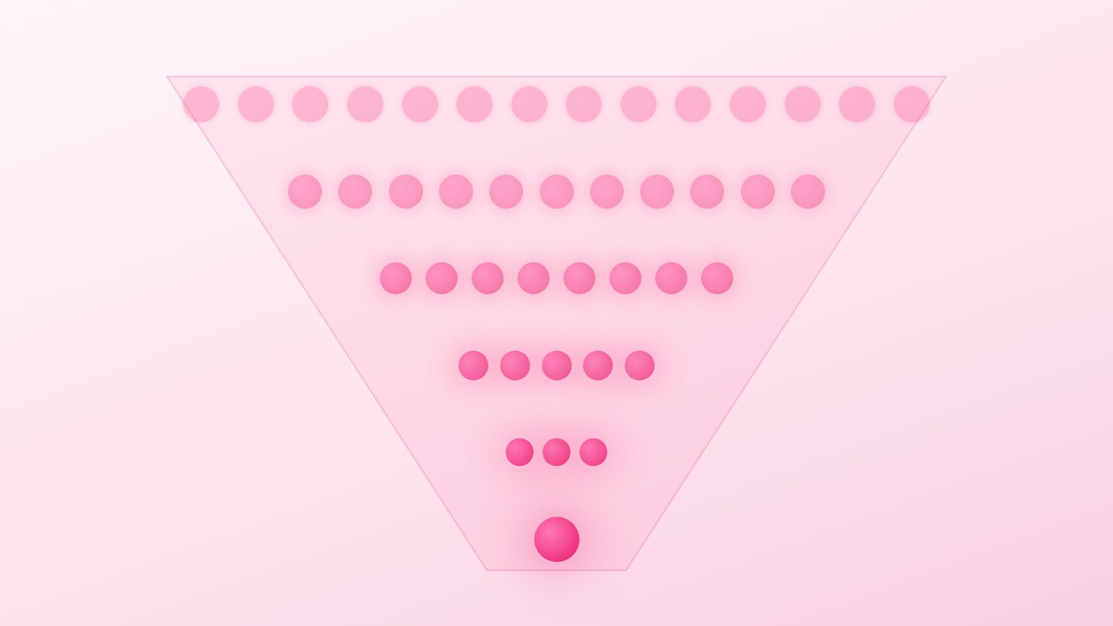 A wide funnel of small glowing circles narrowing towards a few bright ones, for a post on how many Indian creators actually earn