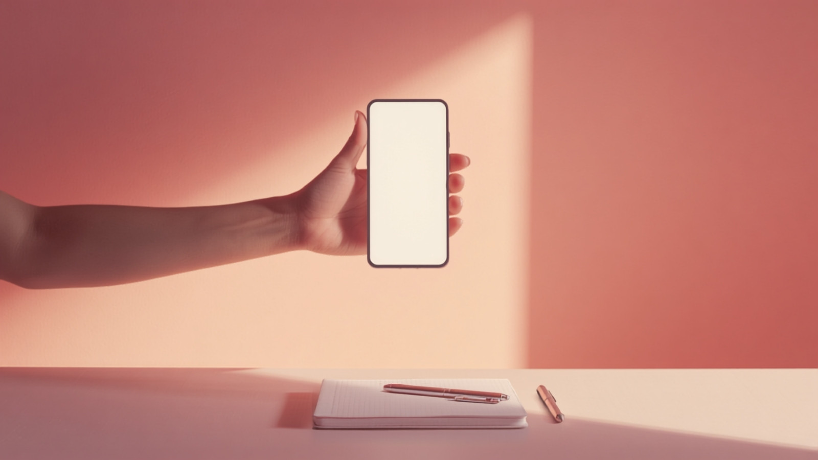 A phone held up against a plain warm studio wall with its screen glowing blank, illustrating how Indian creators price a single Instagram story frame against a full story sequence